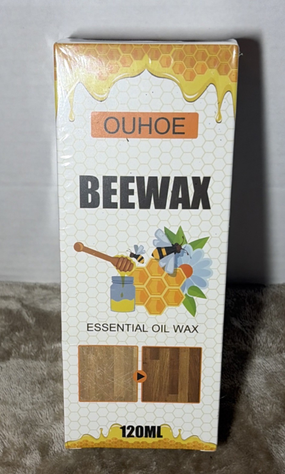OUHOE Yellow Beeswax Paste 120 mL Oil-Based Gloss Finish for Interior Wood