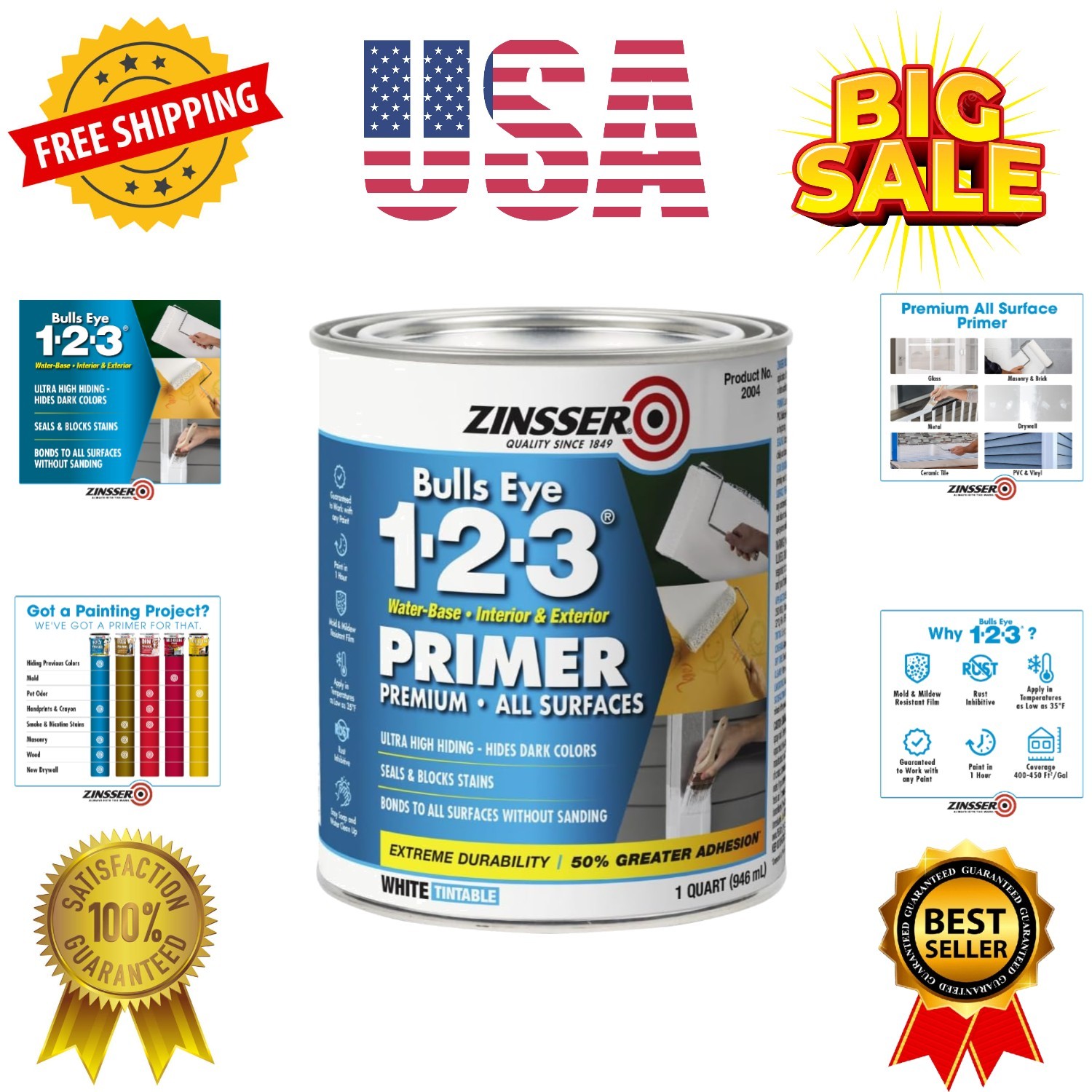 1 Quart Bulls Eye 1-2-3 Primer Sealer Stain Killer