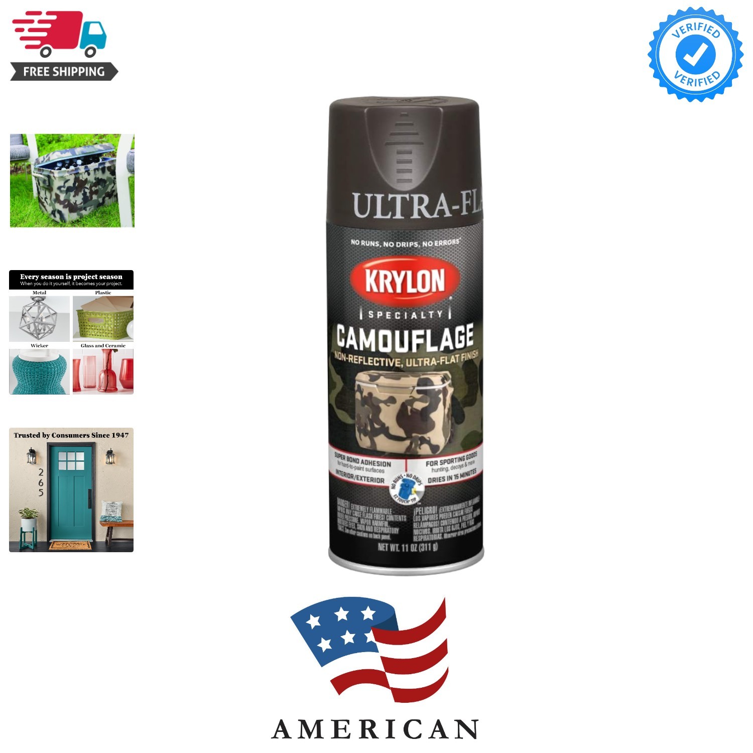 Camouflage 11 Oz. Ultra-Flat Spray Paint, Brown – 1 Each