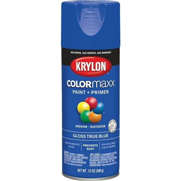 6-Krylon ColorMaxx 12 Oz. Gloss Spray Paint, True Blue Model: K05543007