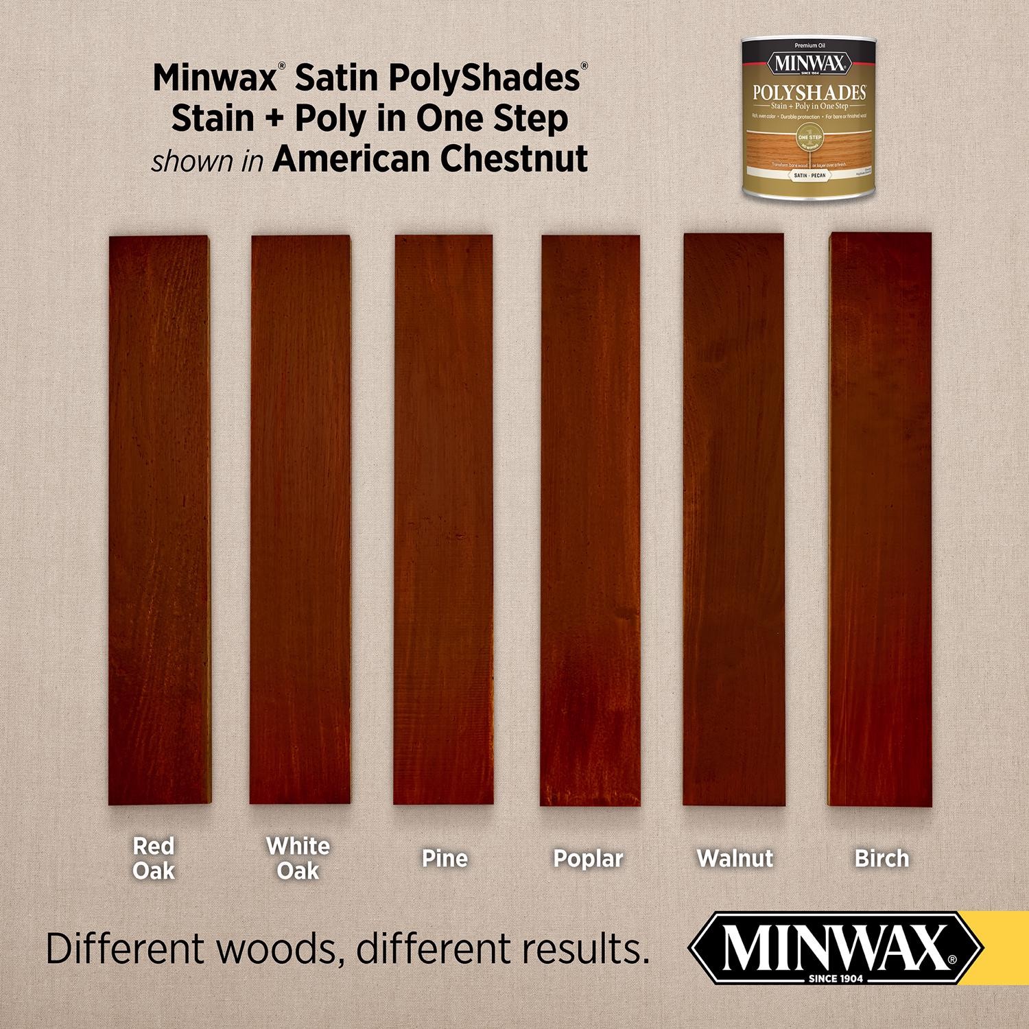 Minwax PolyShades Semi-Transparent Satin Chestnut Oil-Based Finish 1 qt