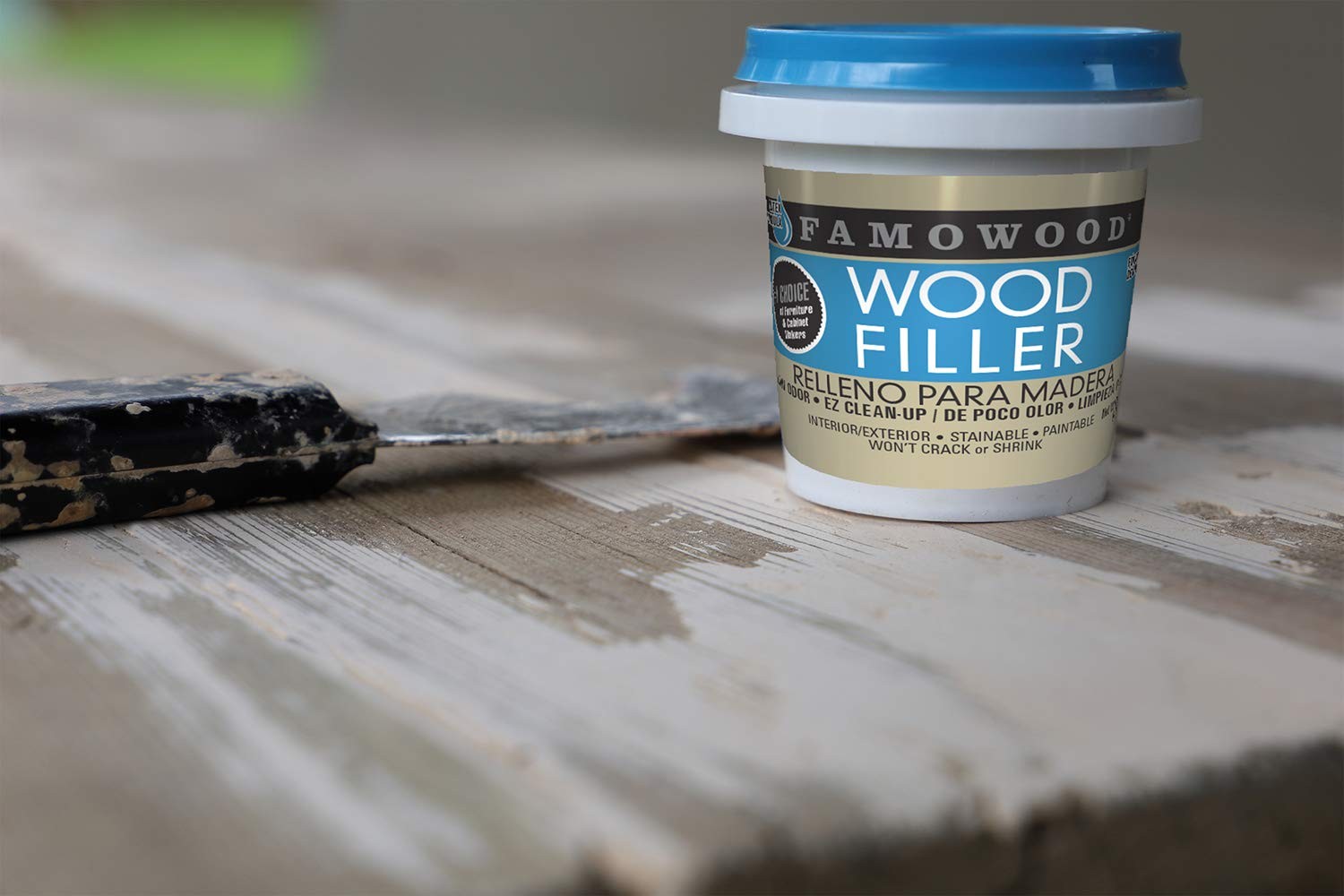 FamoWood 40042126 Latex Wood Filler – 1/4 Pint, 1 Count (Pack of 1), Natural