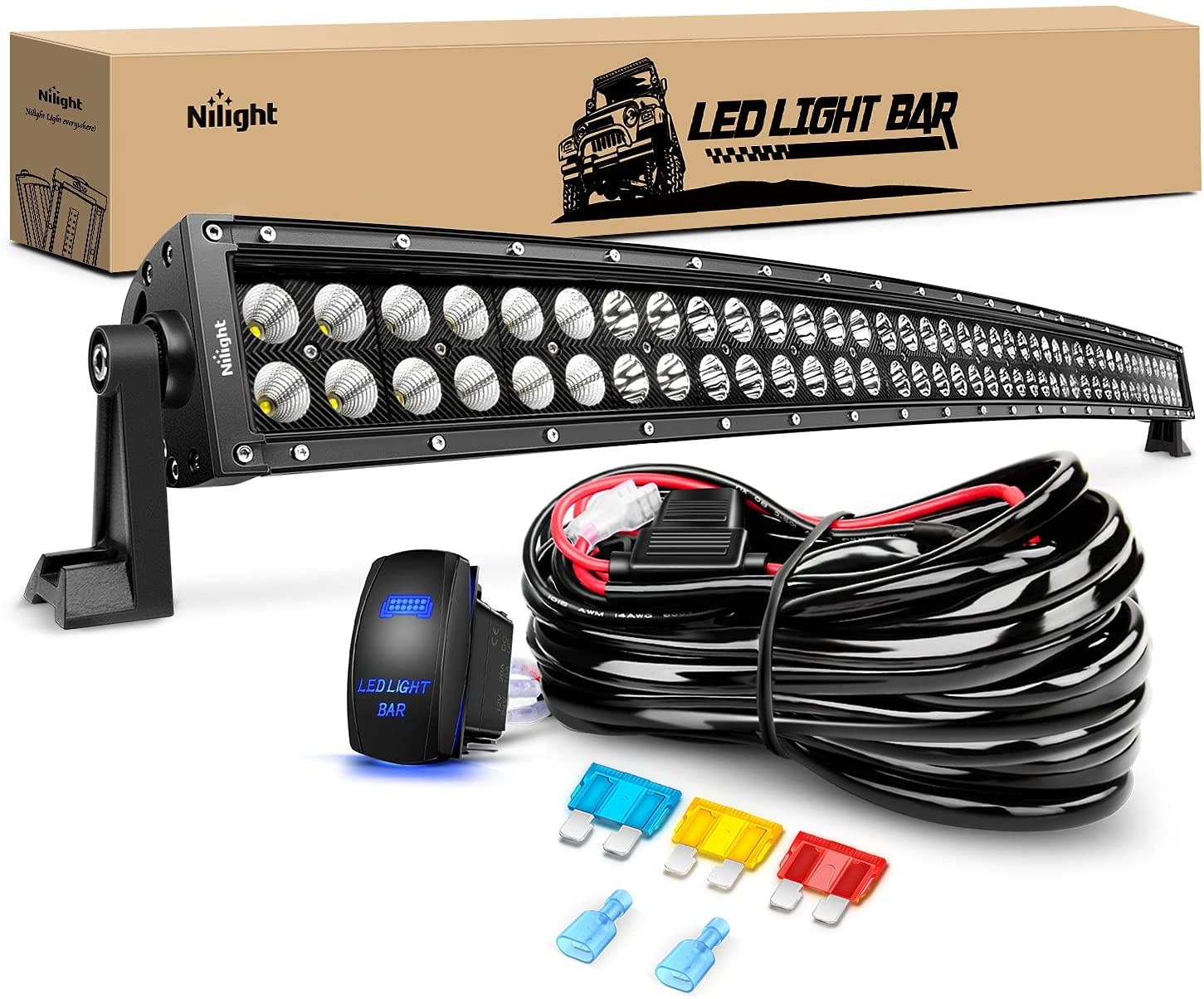 41 in. 240W Light Bar Curved LED Lighting Spot Flood Combo Off Road Truck Lights