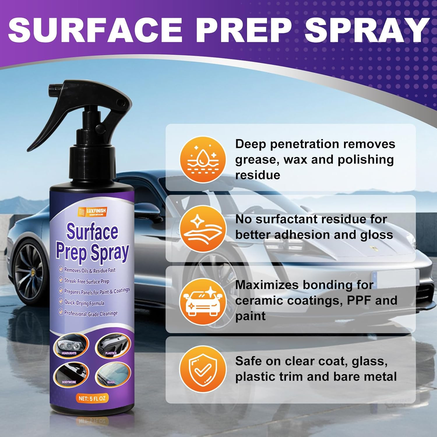 Surface Prep Spray Automotive – Surface Degreaser for Auto Paint Prep, Removes W