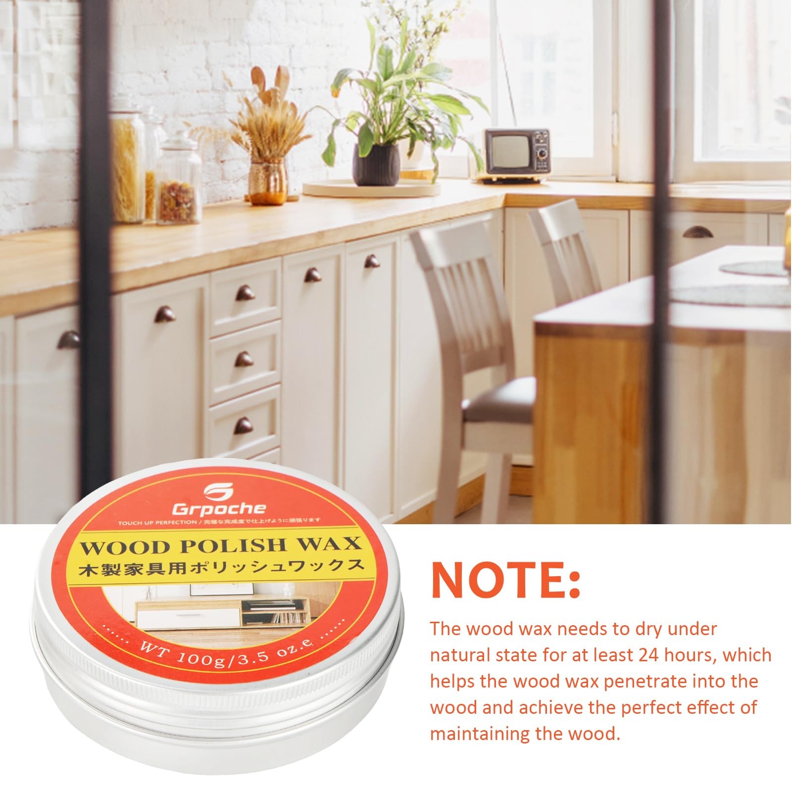 Grpoche Wood Wax for Furniture, Paste Floor Polish, 3.5 OZ