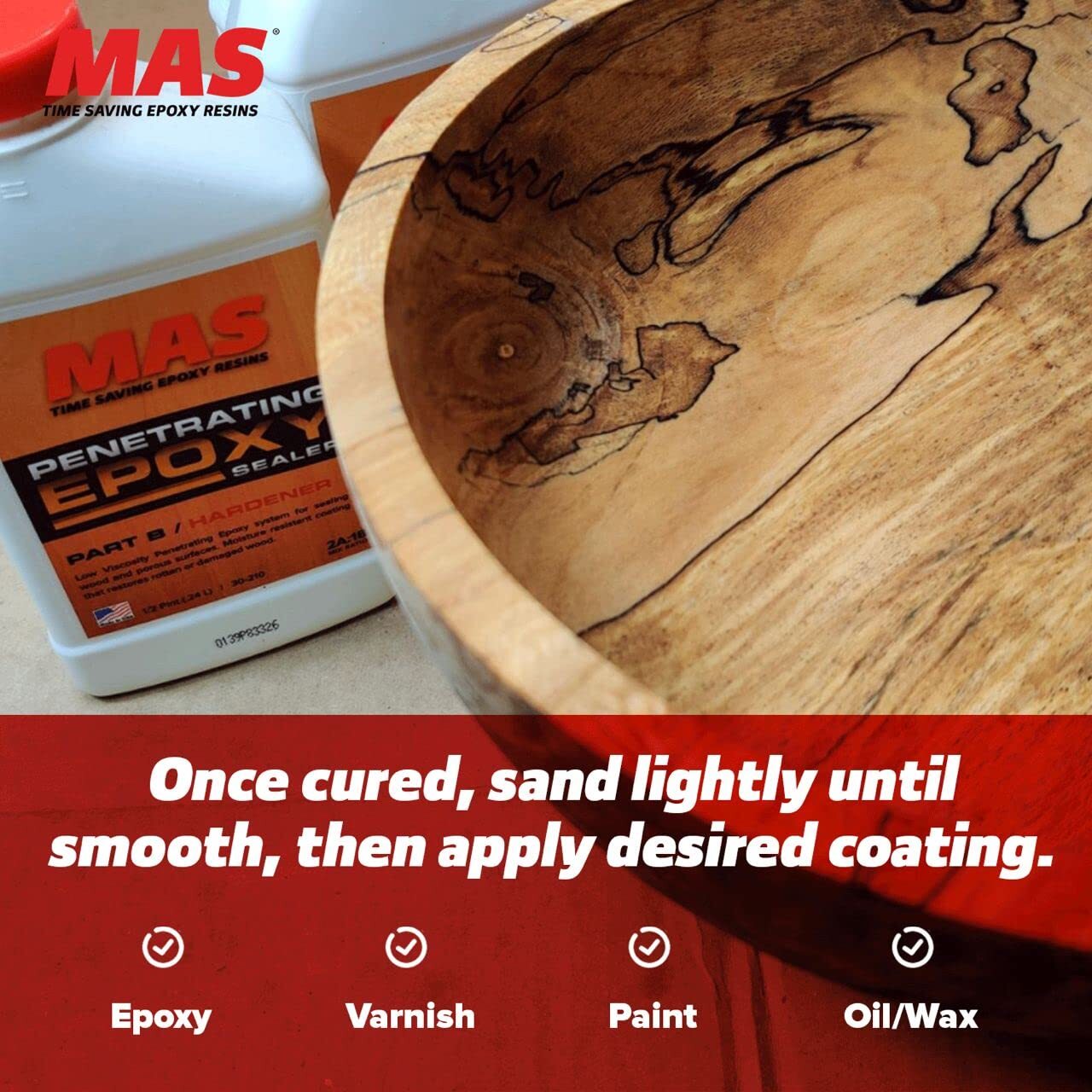 MAS Epoxies Wood Stabilizer – Two-Part Epoxy Sealer for Rot Repair and Restor…