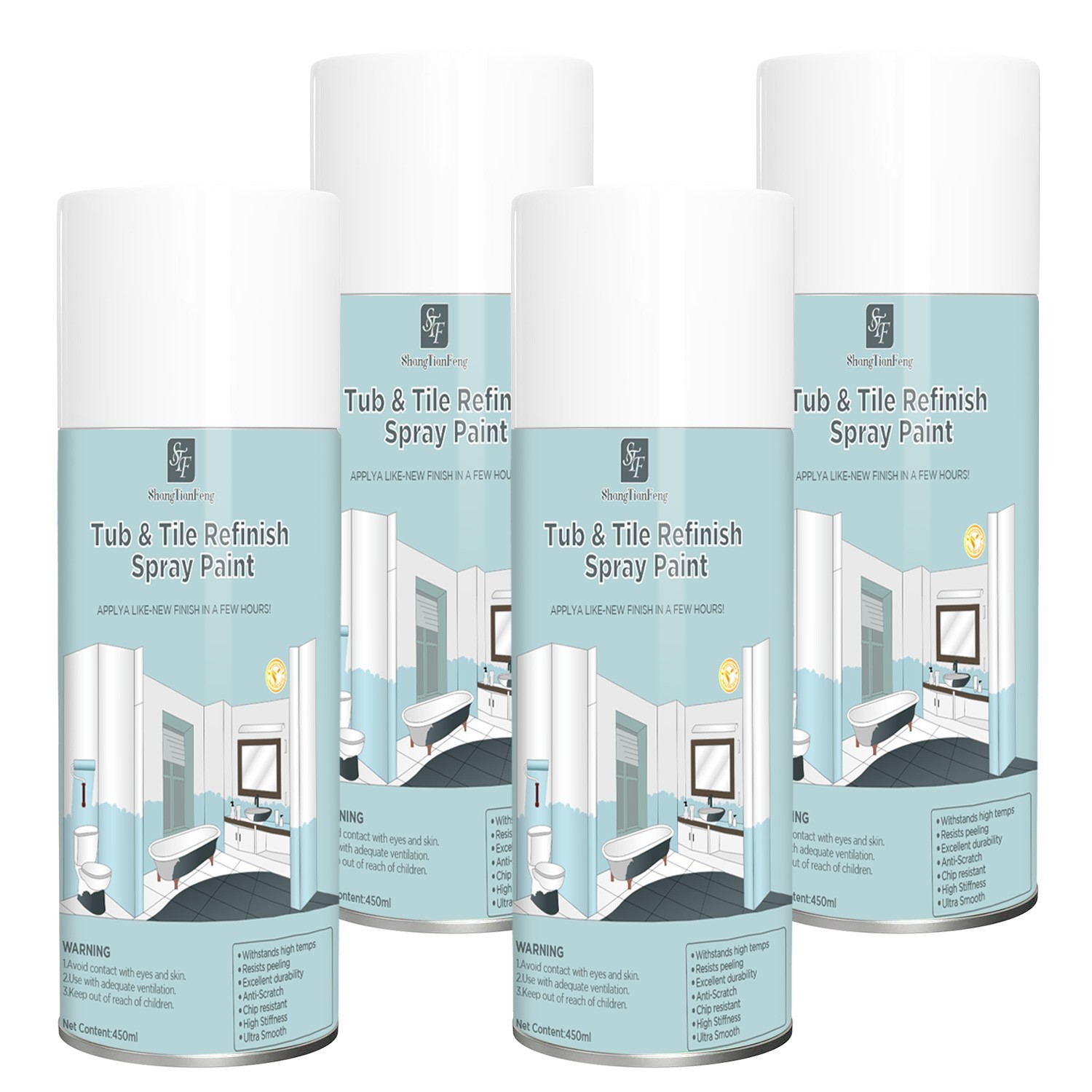 White Bathtub and Tile Refinishing Spray Paint For Ceramic Metal Wood Washbasin