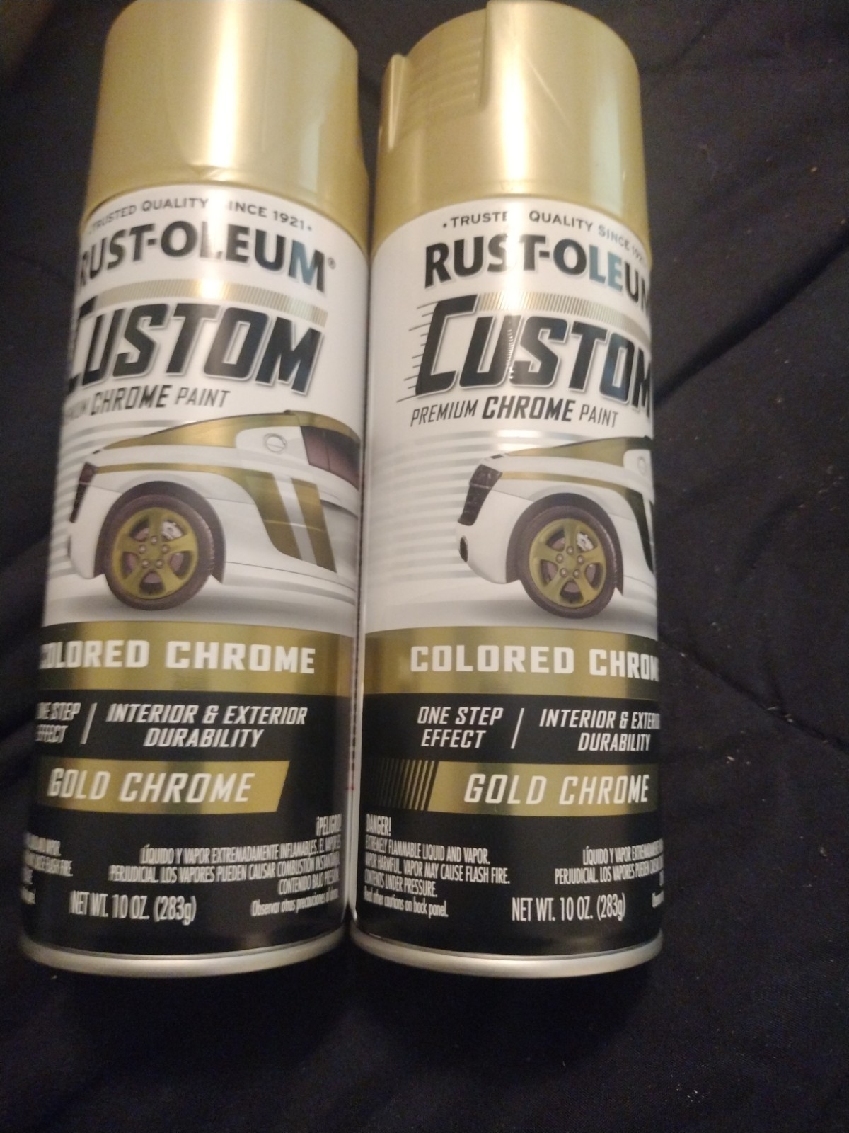 2 X Cans Of Colored Chrome Gold Chrome 10oz