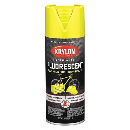 Krylon K03104888 Spray Paint, Flourescent Lemon Yellow, Gloss, 11 Oz.