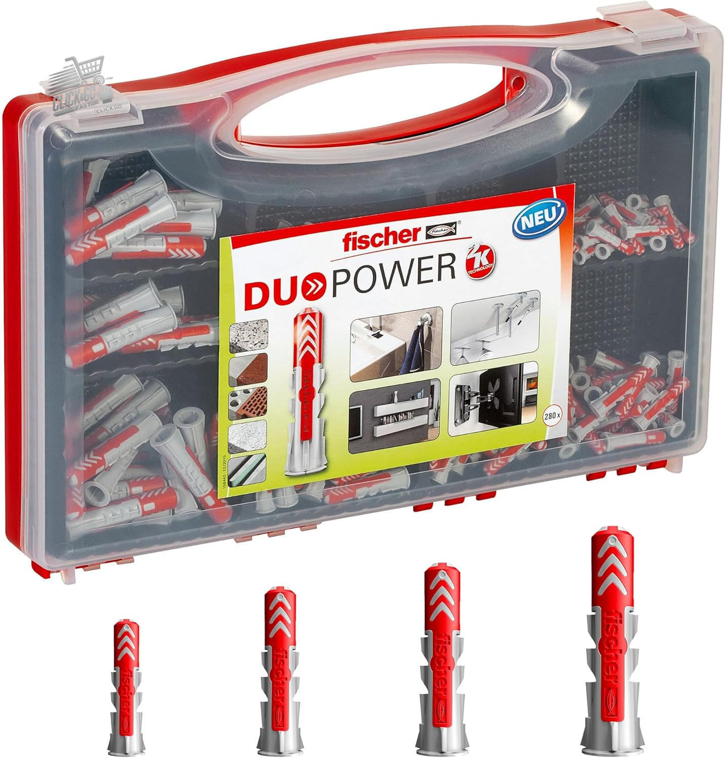 Fischer Easybox Case Dowels UX SX Screws Hook Wall Perforated Set 252pcs 51343