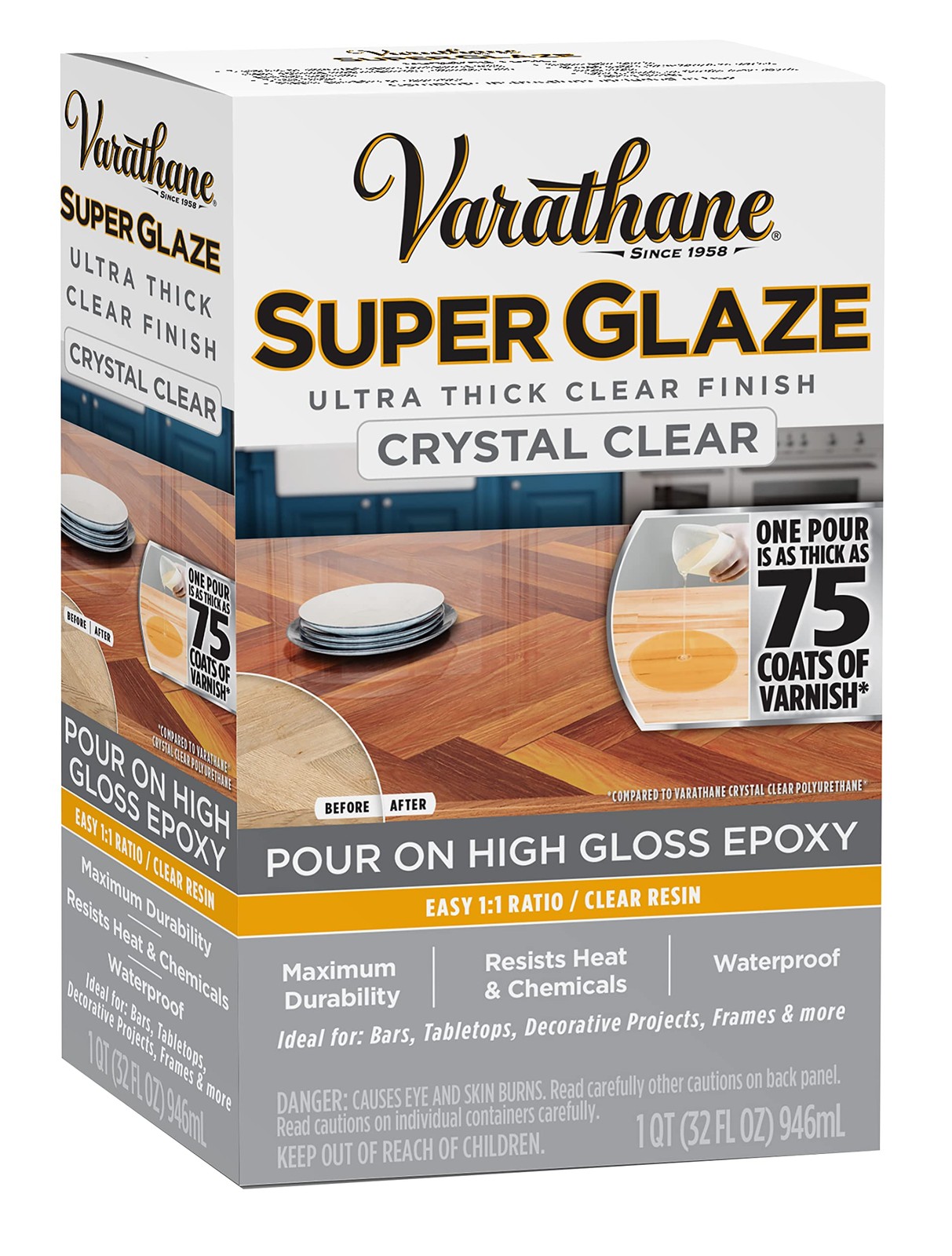 Crystal Clear Super Glaze High Gloss Epoxy Finish Kit