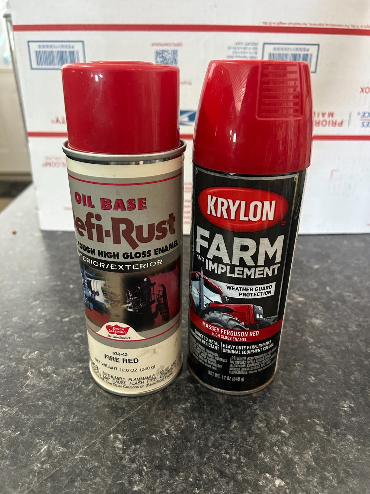 2-pack lot VINTAGE Dutch Standard Def-Rust Spray Paint Fire Massey Ferguson Red