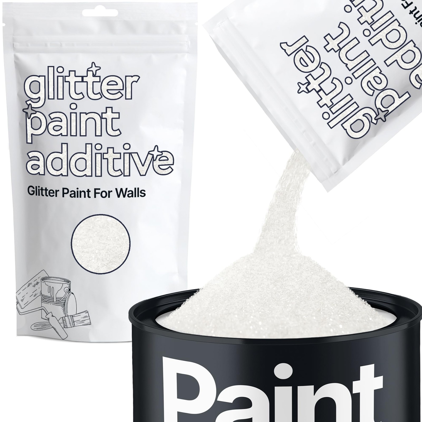 White Iridescent Glitter Paint Additive for Walls 100g / 3.5oz | Glitter Addi…