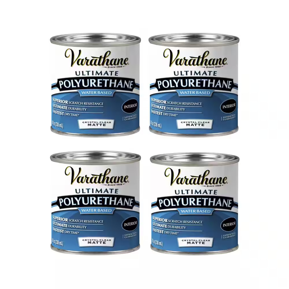8 Oz. Clear Matte Water-Based Interior Polyurethane (4-Pack)