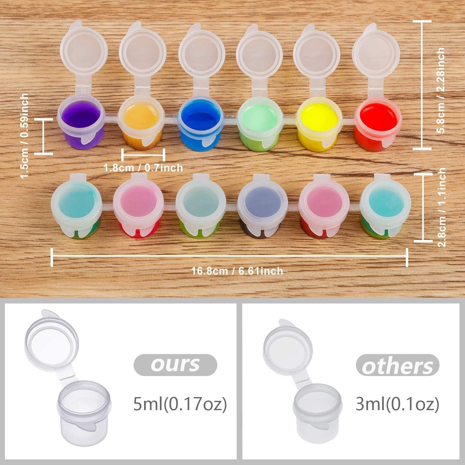 36 Empty Paint Pots, Small Containers, 5ml Acrylic Paint Cups, Lids