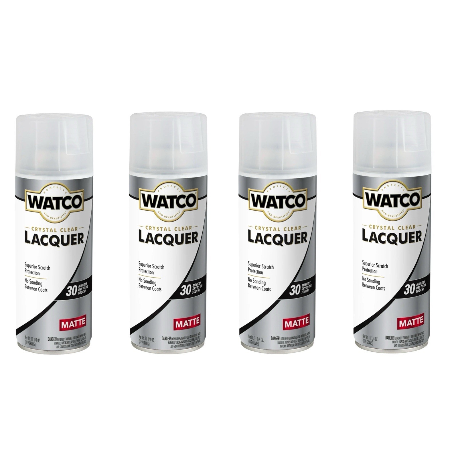 Watch 330122 Crystal ClearLacquer, (Lot Of 4) 11.25 oz, Clear Matte 30 Min Dry