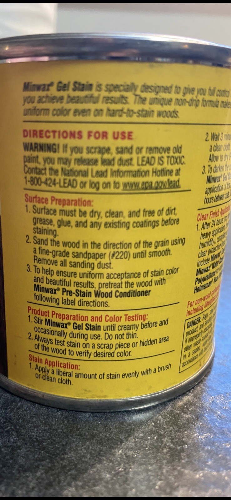 NEW Minwax Gel Stain HICKORY 1/2 Pint 8 oz Non Drip Formula