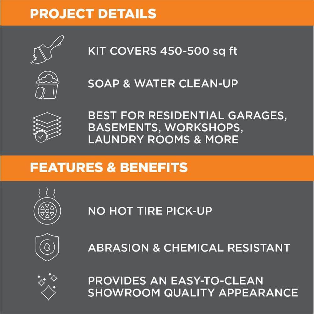Garage Epoxy Shield Floor Kit 240 oz. Dark Gray Gloss 2.5-Car Waterproof Sealant