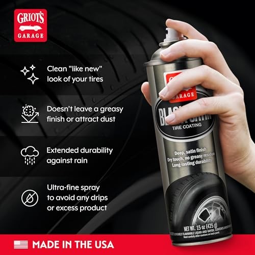 Black Satin Tire Coating, Provides a Low-Gloss, Satin Finish, Non-Greasy, 15oz