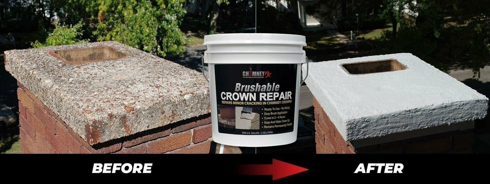 CHIMNEYRX Brushable Chimney Crown Repair, 2 Gallon