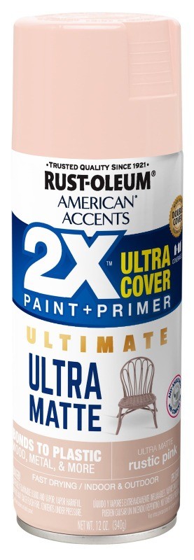 Rustic Pink, Rust-Oleum American Accents 2X Ultra Cover Matte Spray Paint,12 oz