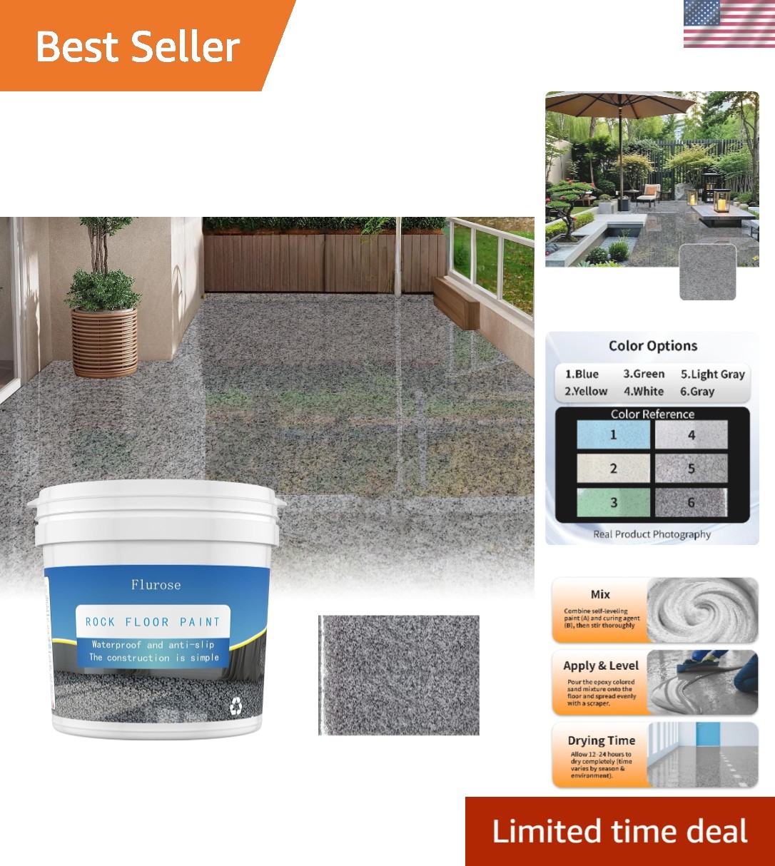 Ultra-Durable Gray Epoxy Floor Paint – High Gloss, 35oz – Non-Slip Texture