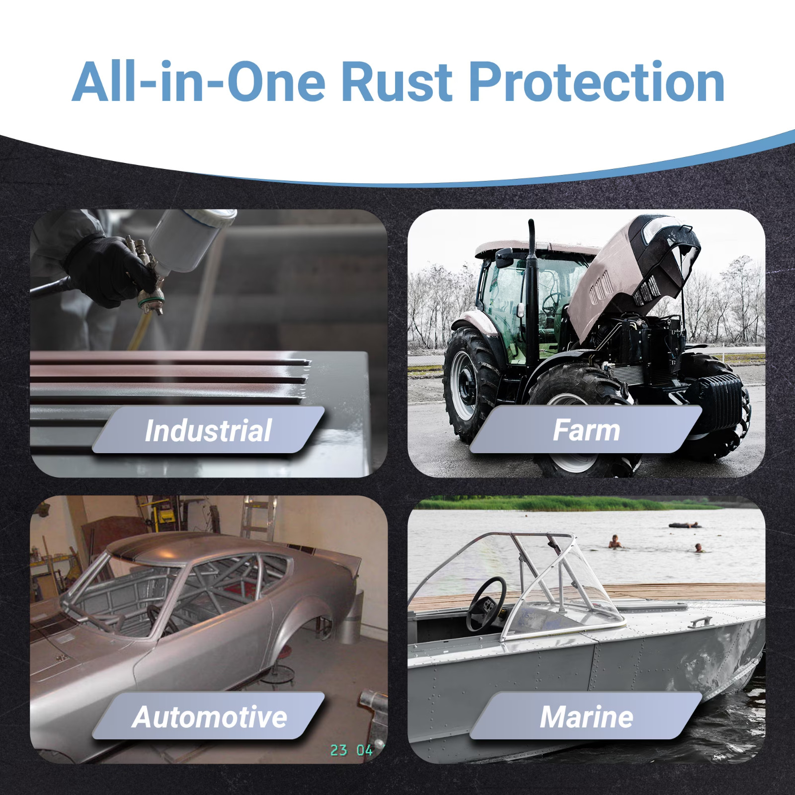 Rust Bullet – Automotive-Rust Inhibitor Rust Paint, Quart Metallic Gray US STOCK