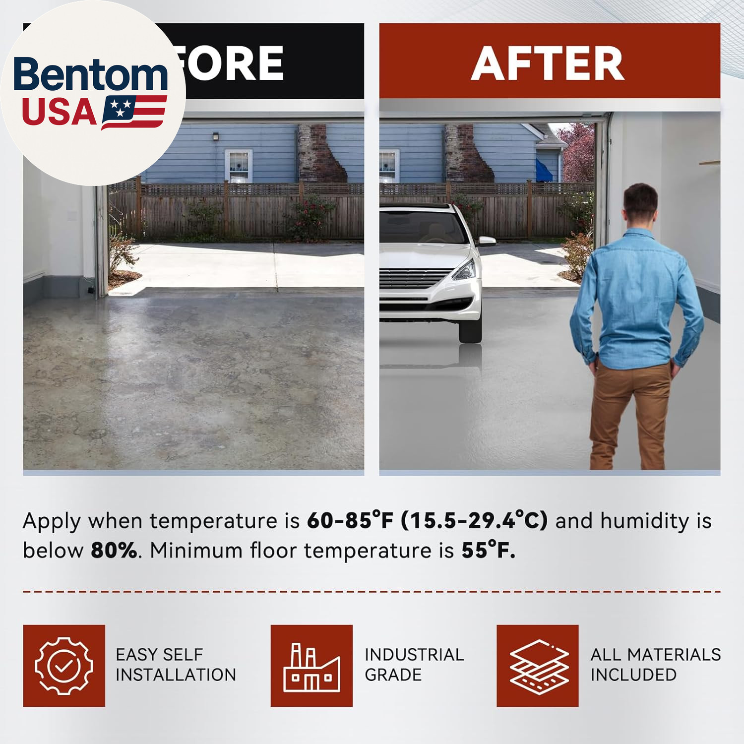 Garage Floor Epoxy Kit, Garage Floor Paint with Tools, Epoxy Coating for Concret