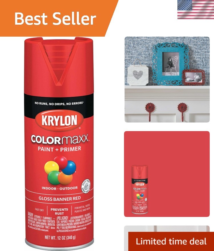 Glossy Banner Red Acrylic Spray Paint & Primer – 12 oz Can for DIY Projects