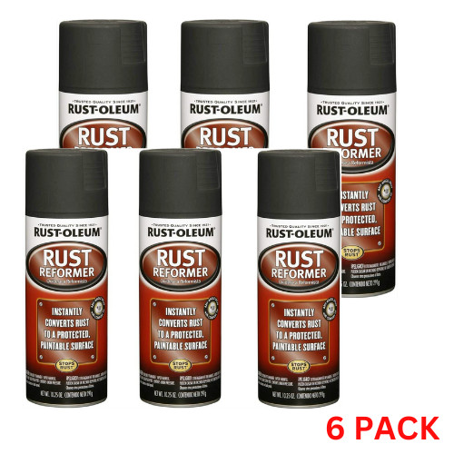 6 Pack Rust-Oleum Rust Reformer Spray, 10.25 oz, Black, 6 Count