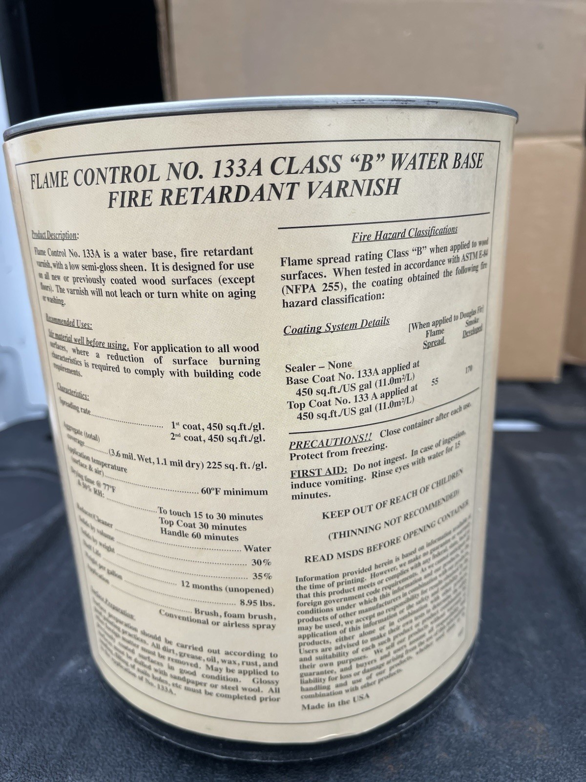 Flame Control Coating 1 Gallon Varnish