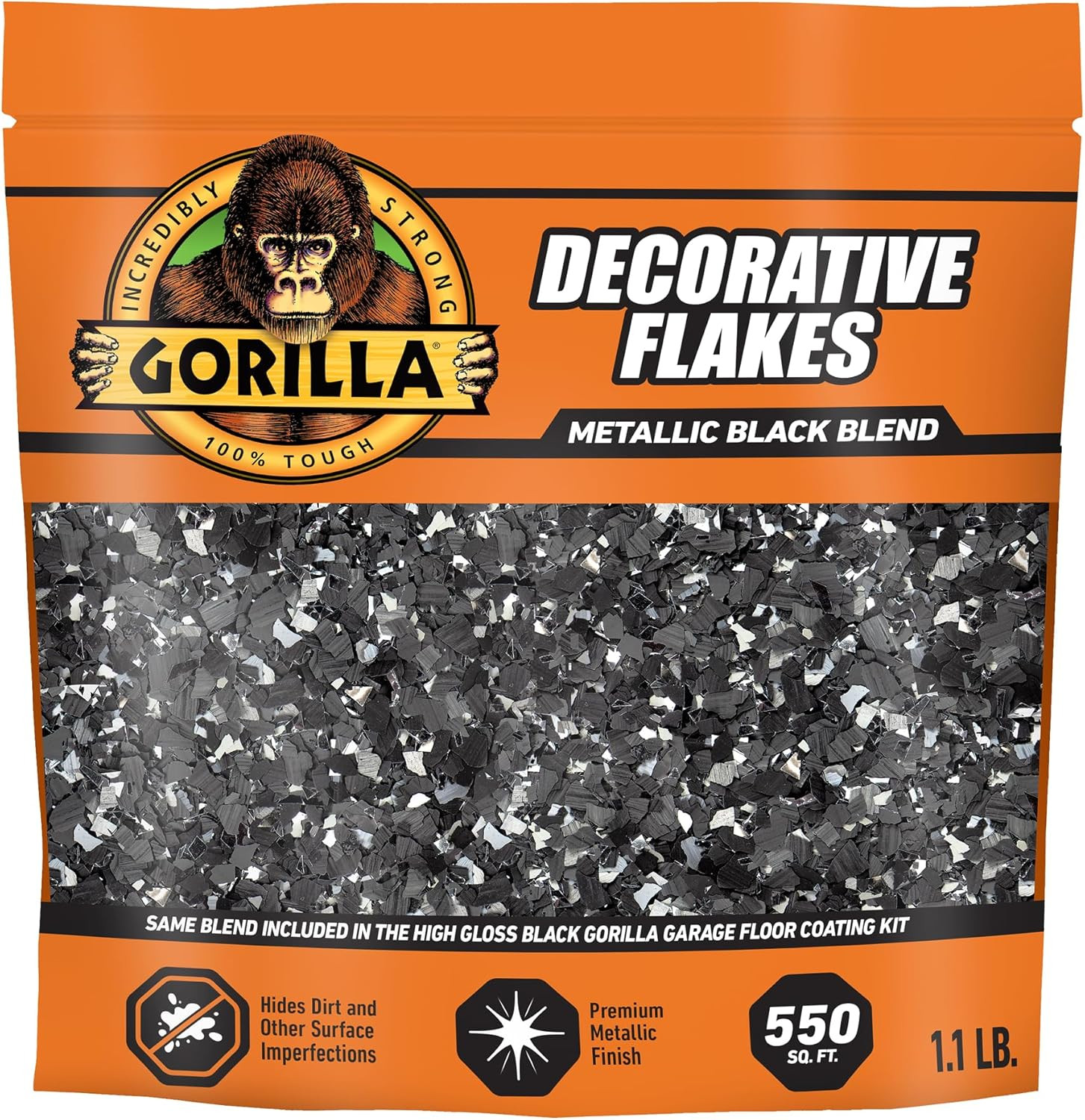 Garage Floor Coating Decorative Flakes – Metallic Black Blend – Matches High-Glo