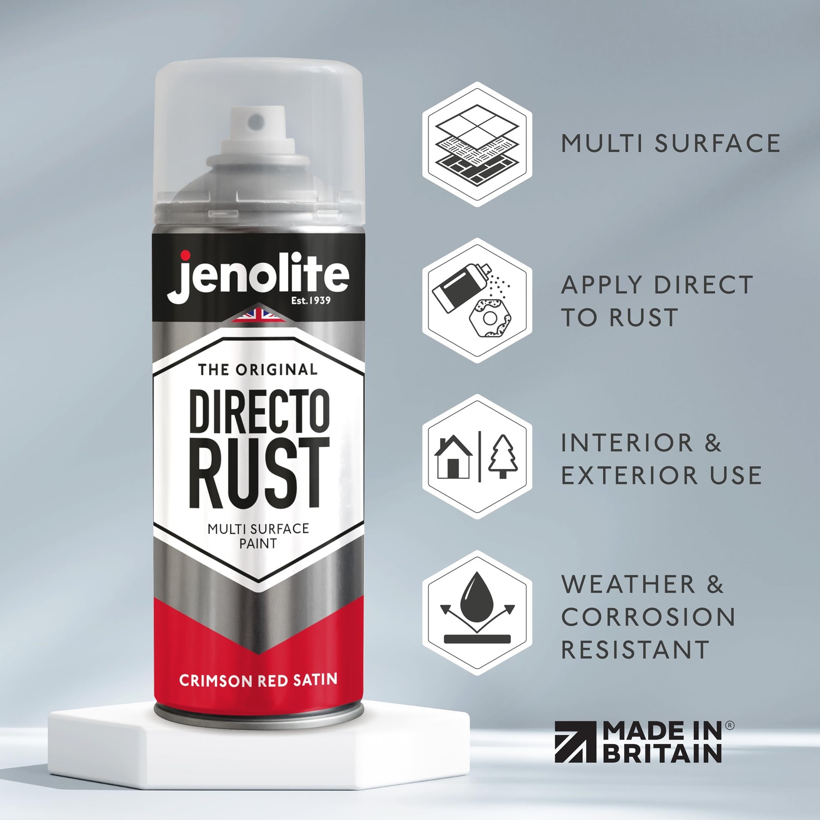 Directorust Satin Spray Paint | CRIMSON RED | 400ml 13.52fl oz | SemiGloss Sp…