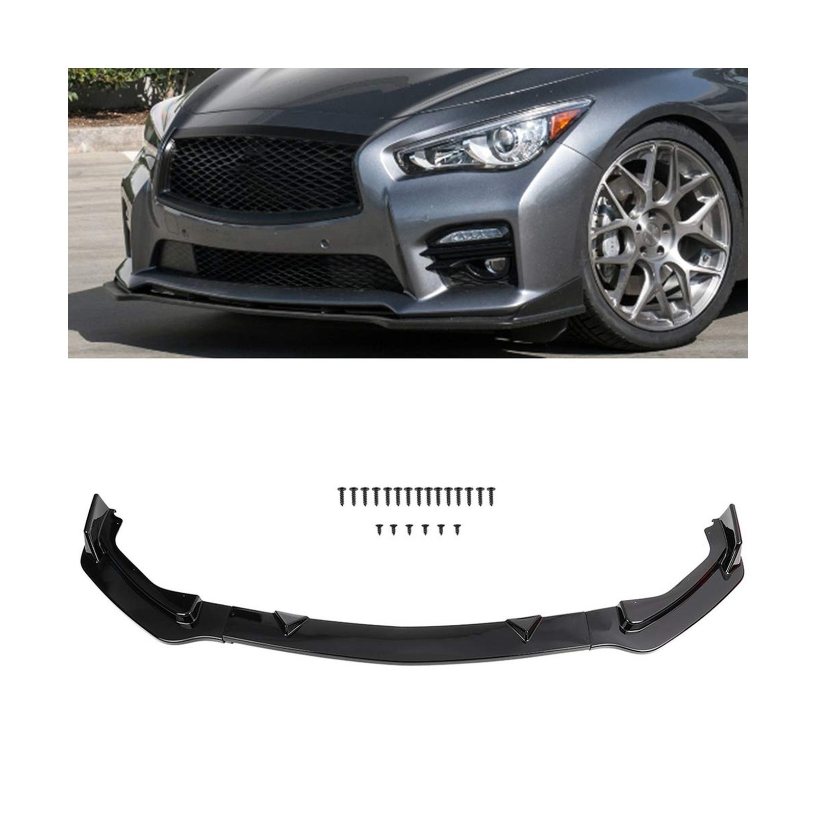 SCITOO Front Lip Spoiler, ABS Hard Bumper Lip Guard 3pcs Assembled Air Dams K…