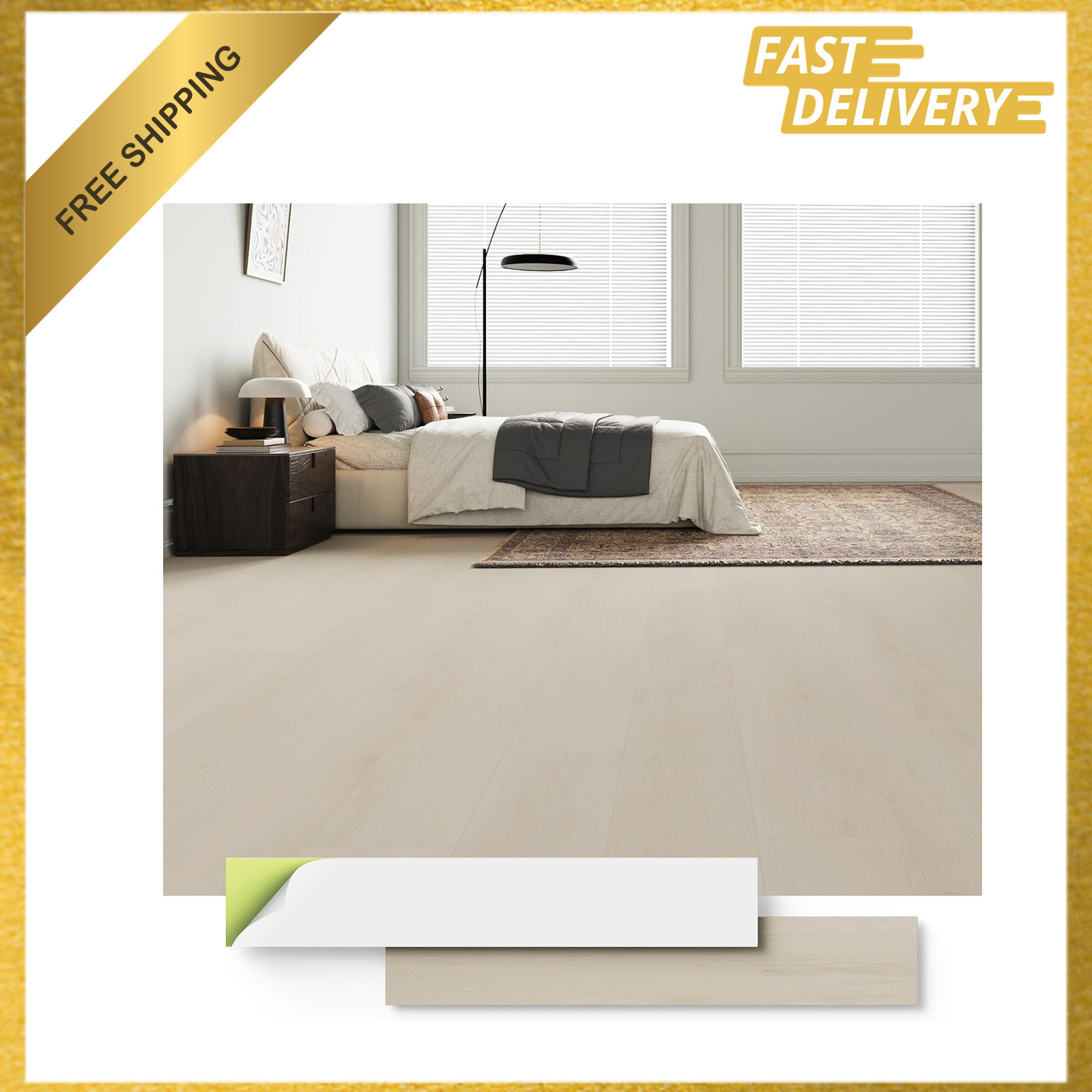 Vinyl Flooring Plank Peel and Stick Waterproof 28 Planks 3mm Light Beige for