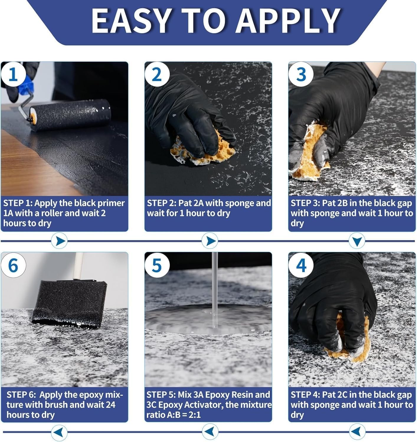 Epoxy Countertop Paint Kit – DIY Granite Refinishing, High-Gloss White, Low O…