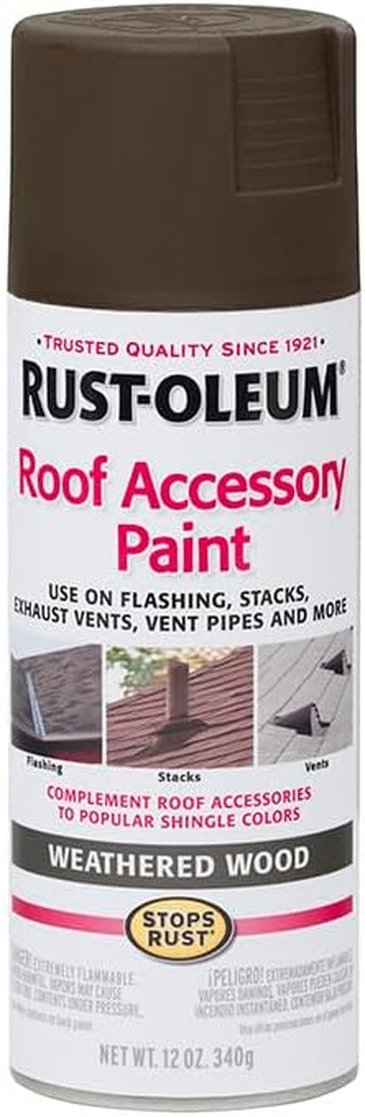 285217 Roof Accessory Spray Paint, 12 Oz, Weathered Wood/Brown