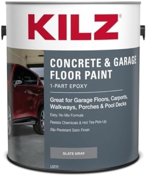 Durable Satin 1-Part Epoxy Acrylic Paint – 300-400 Sq. Ft. Coverage, Slate Gray