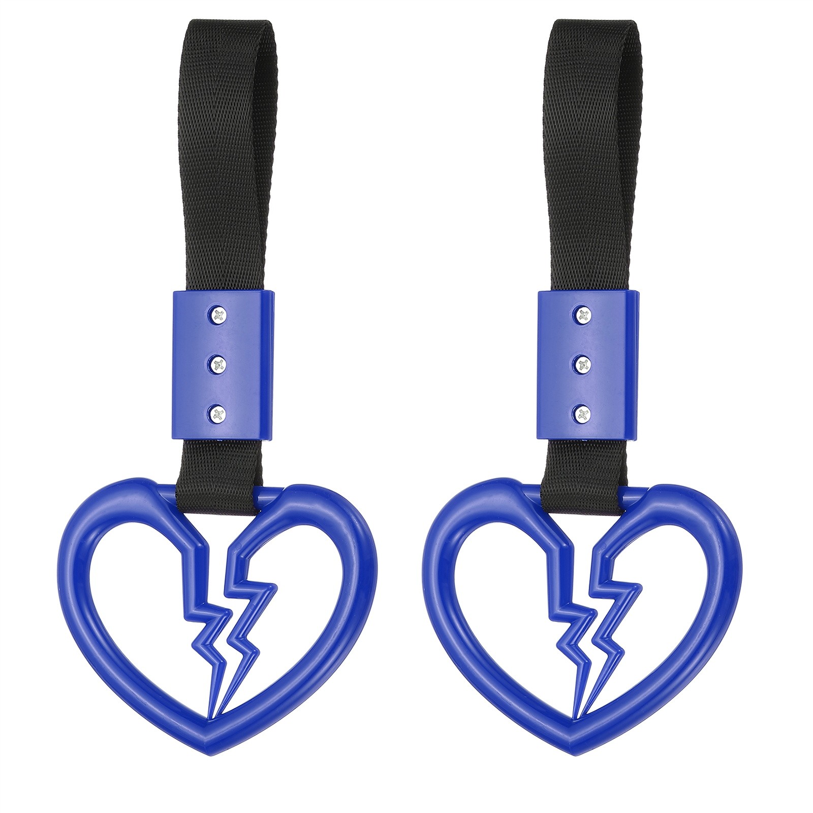 2Pcs Broken Heart Shaped Car Handle Straps for Auto, Blue