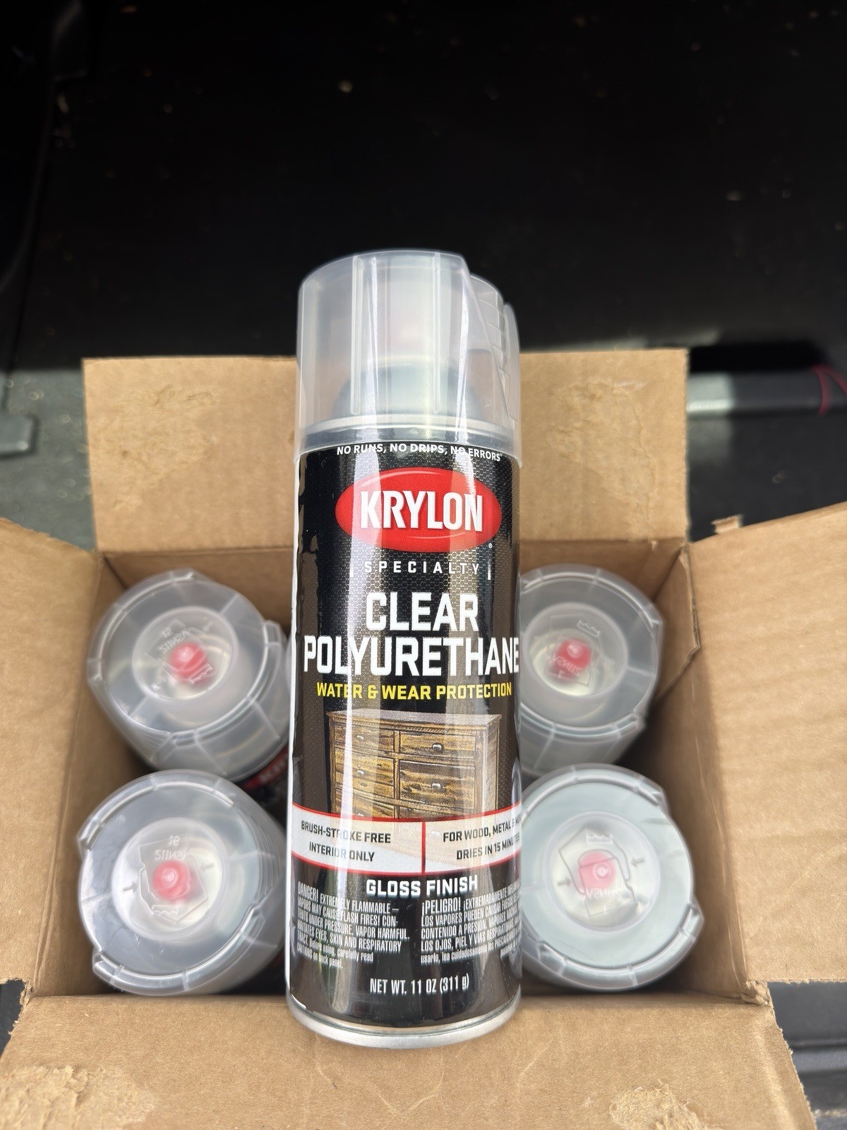 Brand New Case Of 6 Krylon Gloss Clear Spray Polyurethane 11 Oz. Cans