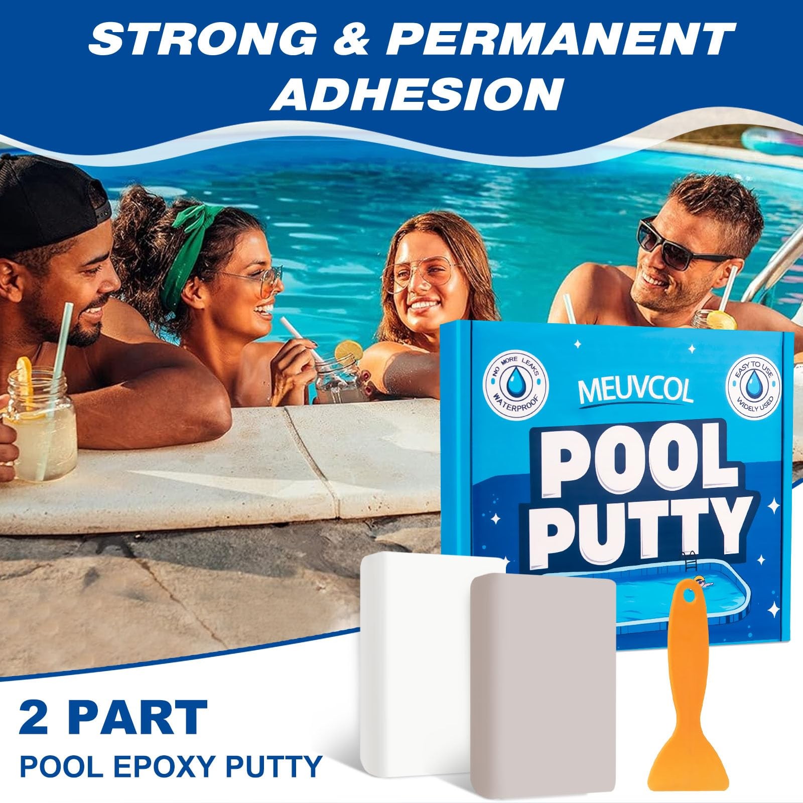 Pool Putty, 17.6 oz Epoxy Putty for Leaks Underwater Or Above, Oz, White
