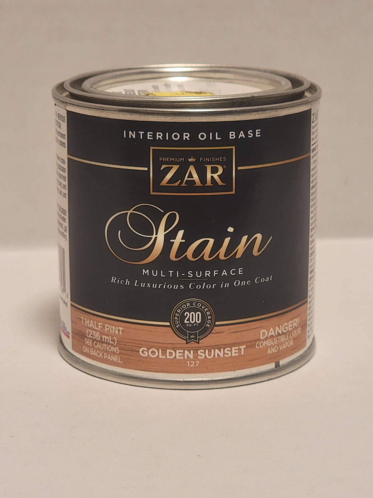 Wood Stain Zar Golden Sunset #127 Oil Base Interior Half Pint 200 sq