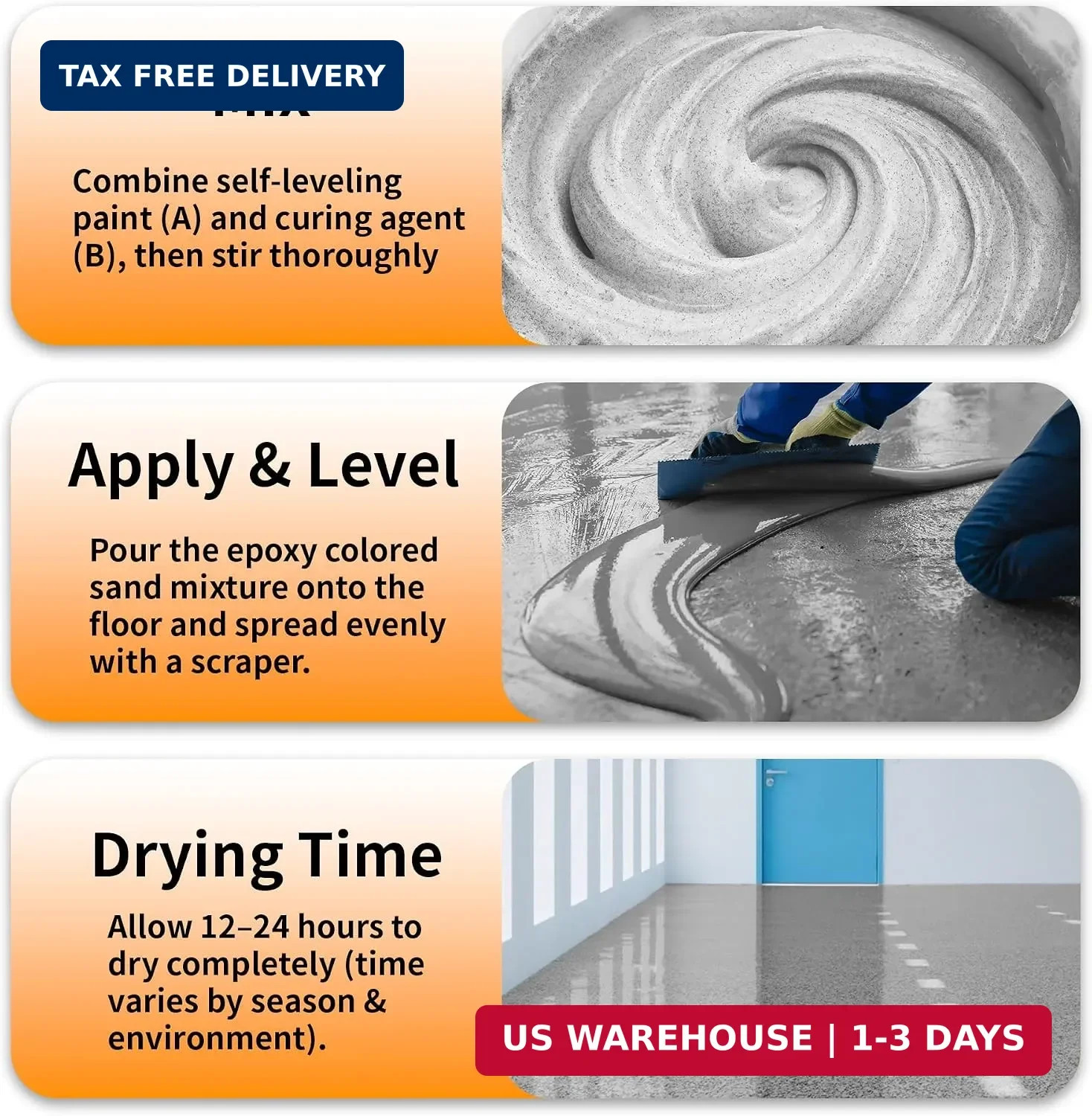 Epoxy Colored Sand Floor Paint, High-Gloss Self-Leveling 35oz (1KG), Gray | Epox