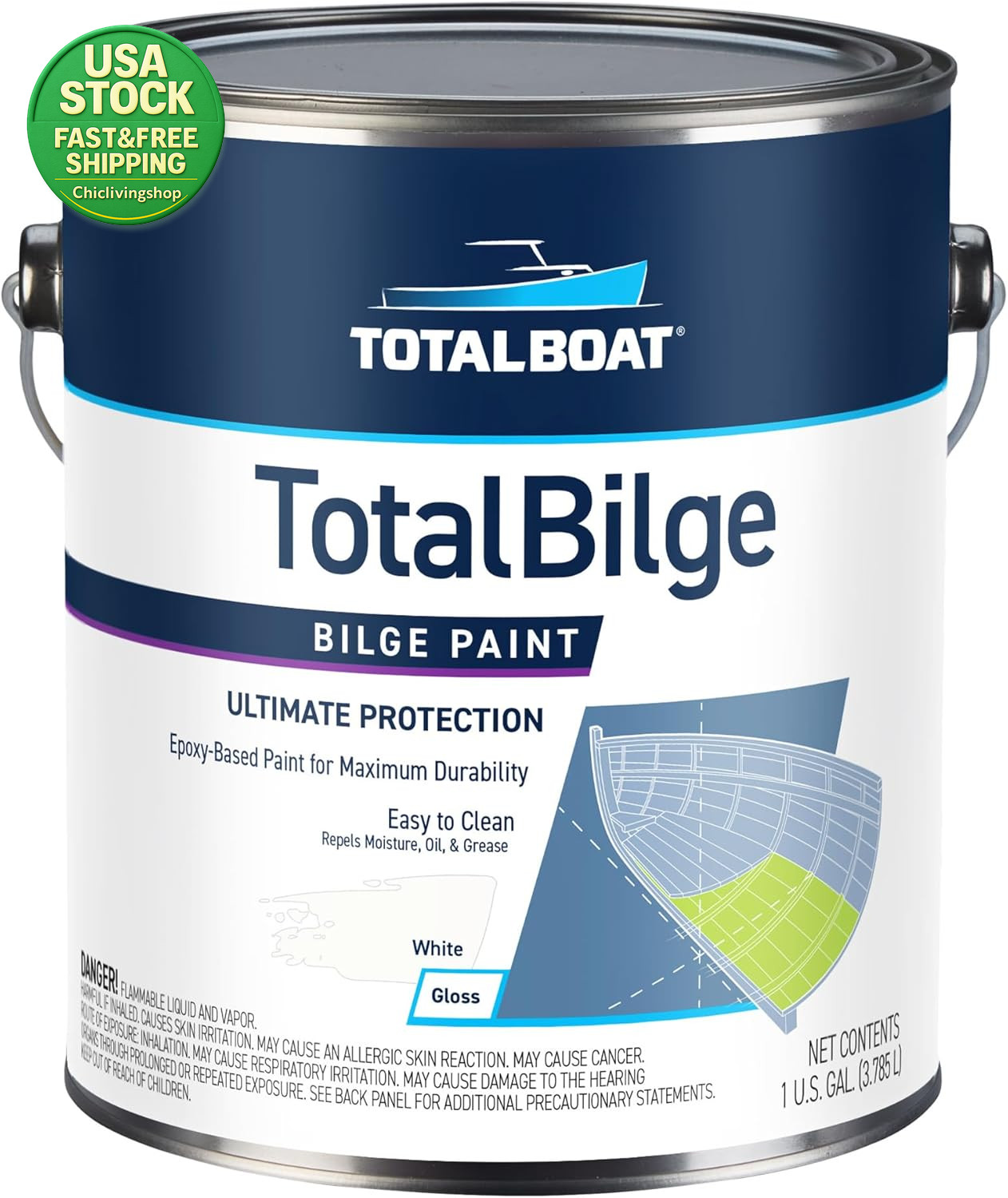 Epoxy Based Bilge Paint White 128 Fl Oz Waterproof Marine Paint