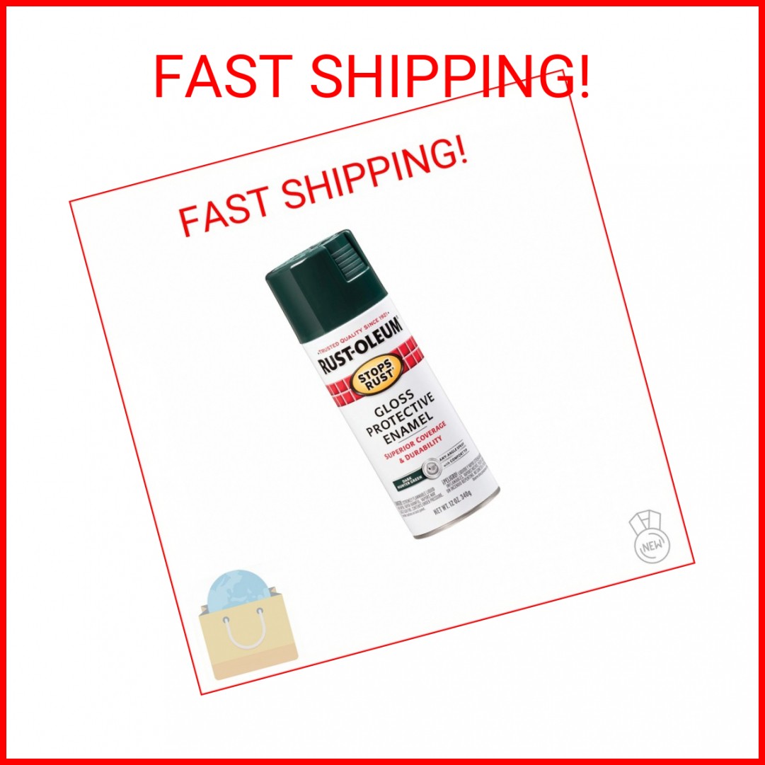 Rust-Oleum 7733830 Stops Rust Spray Paint, 12 oz, Gloss Dark Hunter Green