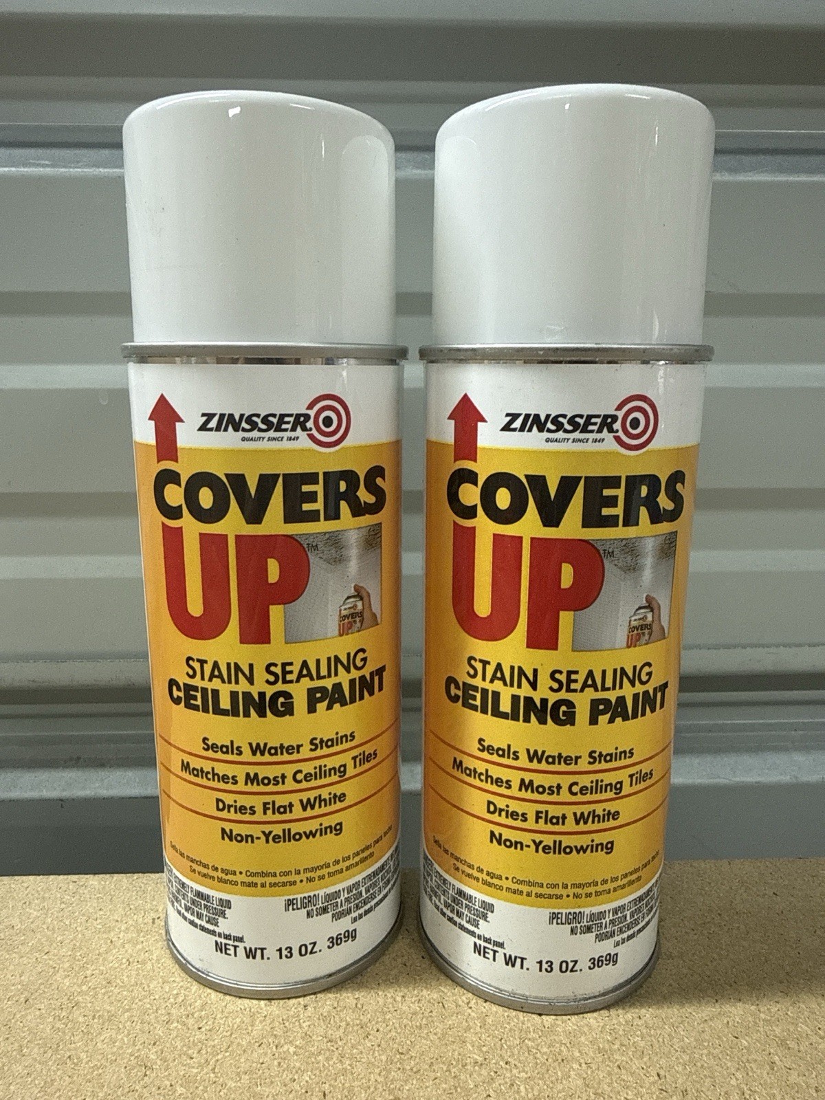 Zinnser, COVERS UP Ceiling Paint & Primer In One, 2 Pack 13 oz Flat White- 03688