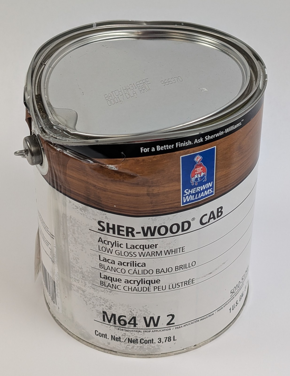 Sherwin Williams Sher-Wood CAB Acrylic Lacquer Low Gloss Warm White 1 Gal