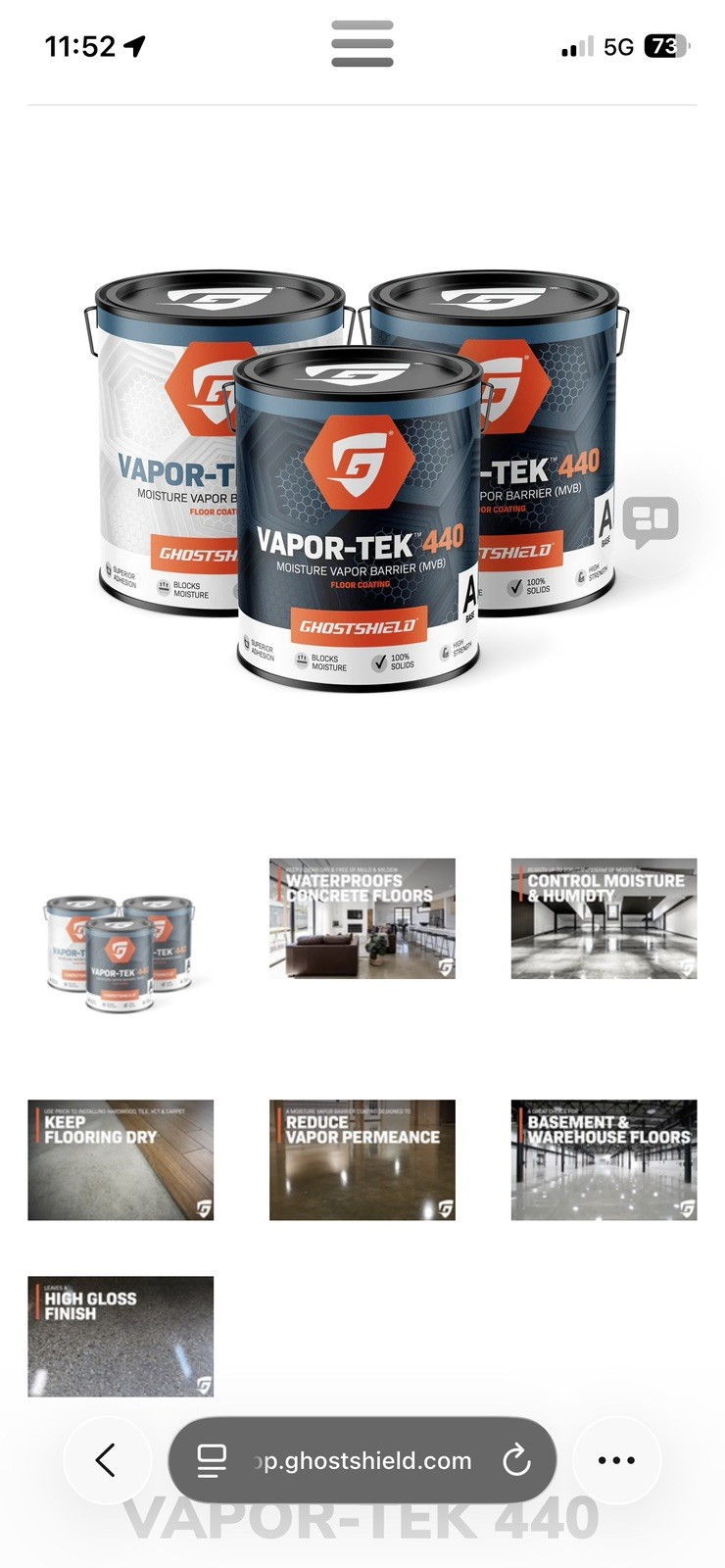 Ghostshield Vapor-Tek 440 Moisture Vapor Emission Barrier (Brand New) 3 Part Kit