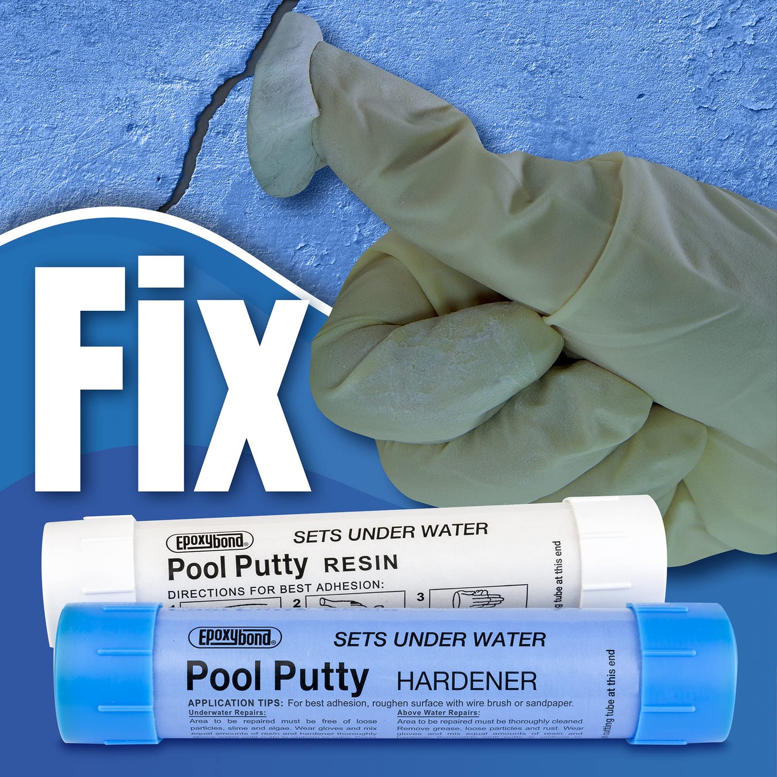 Epoxybond Pool Putty 2-Part Set | Swimming & Spa 14 oz, White or Black