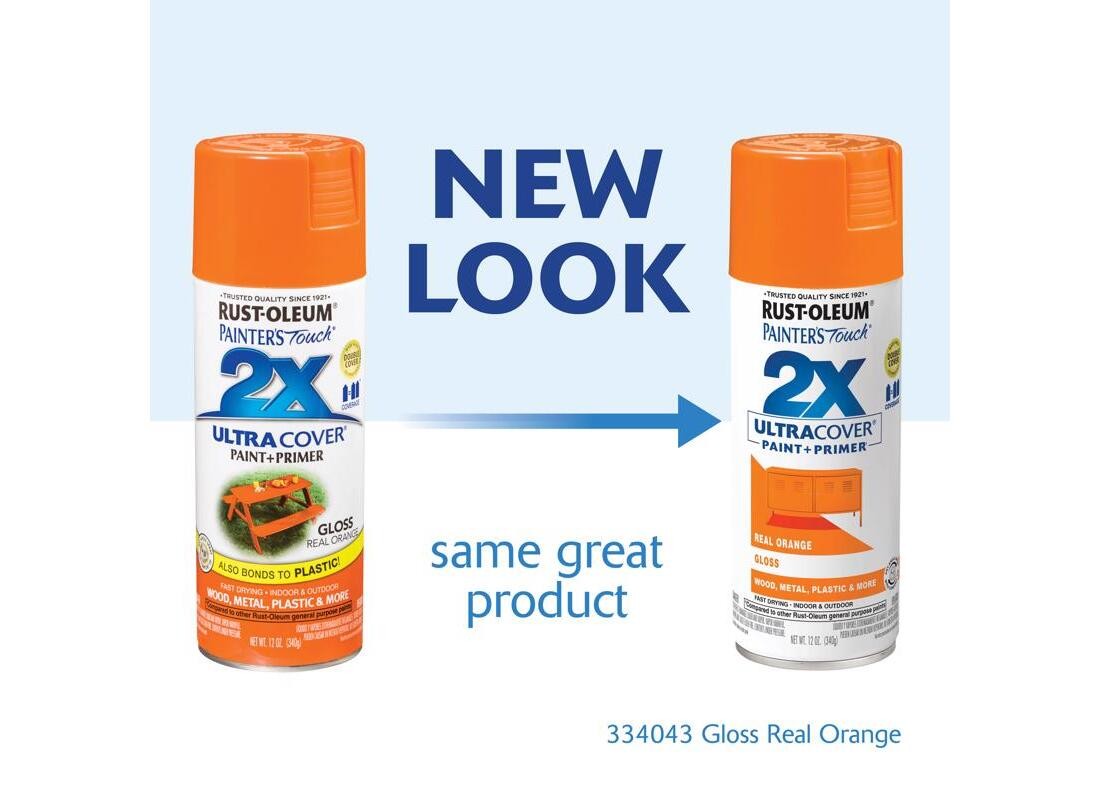 PAINTER’S Touch Gloss Spray Paint, Gloss, Real Orange, 12 oz, Aerosol Can